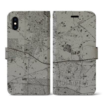 【豊島園（東京都）】地図柄iPhoneケース（手帳タイプ）モノトーン・iPhone XS / X 用