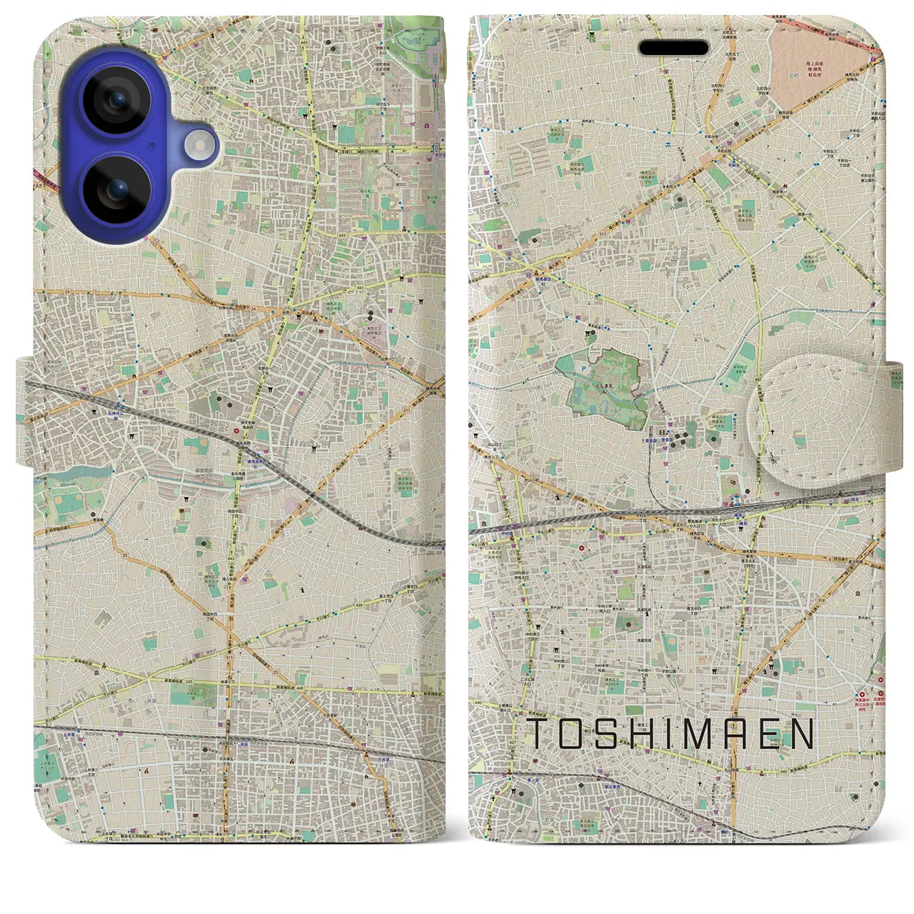 【豊島園（東京都）】地図柄iPhoneケース（手帳タイプ）