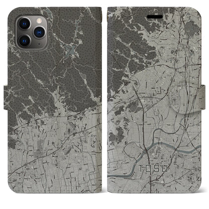 【鳥栖（佐賀県）】地図柄iPhoneケース（手帳タイプ）モノトーン・iPhone 11 Pro Max 用