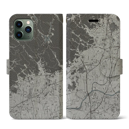 【鳥栖（佐賀県）】地図柄iPhoneケース（手帳タイプ）モノトーン・iPhone 11 Pro 用