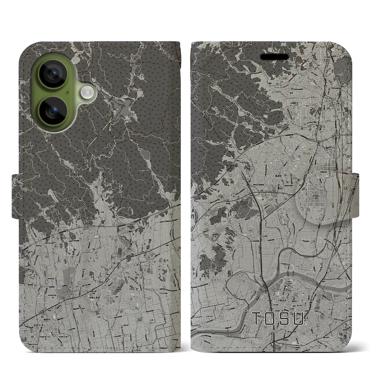 【鳥栖（佐賀県）】地図柄iPhoneケース（手帳タイプ）