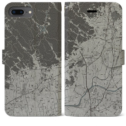 【鳥栖（佐賀県）】地図柄iPhoneケース（手帳タイプ）モノトーン・iPhone 8Plus /7Plus / 6sPlus / 6Plus 用