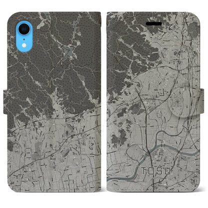 【鳥栖（佐賀県）】地図柄iPhoneケース（手帳タイプ）モノトーン・iPhone XR 用