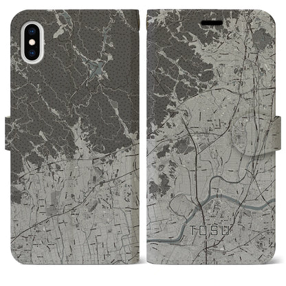 【鳥栖（佐賀県）】地図柄iPhoneケース（手帳タイプ）モノトーン・iPhone XS Max 用