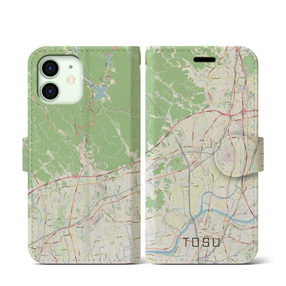 【鳥栖（佐賀県）】地図柄iPhoneケース（手帳タイプ）ナチュラル・iPhone 12 mini 用