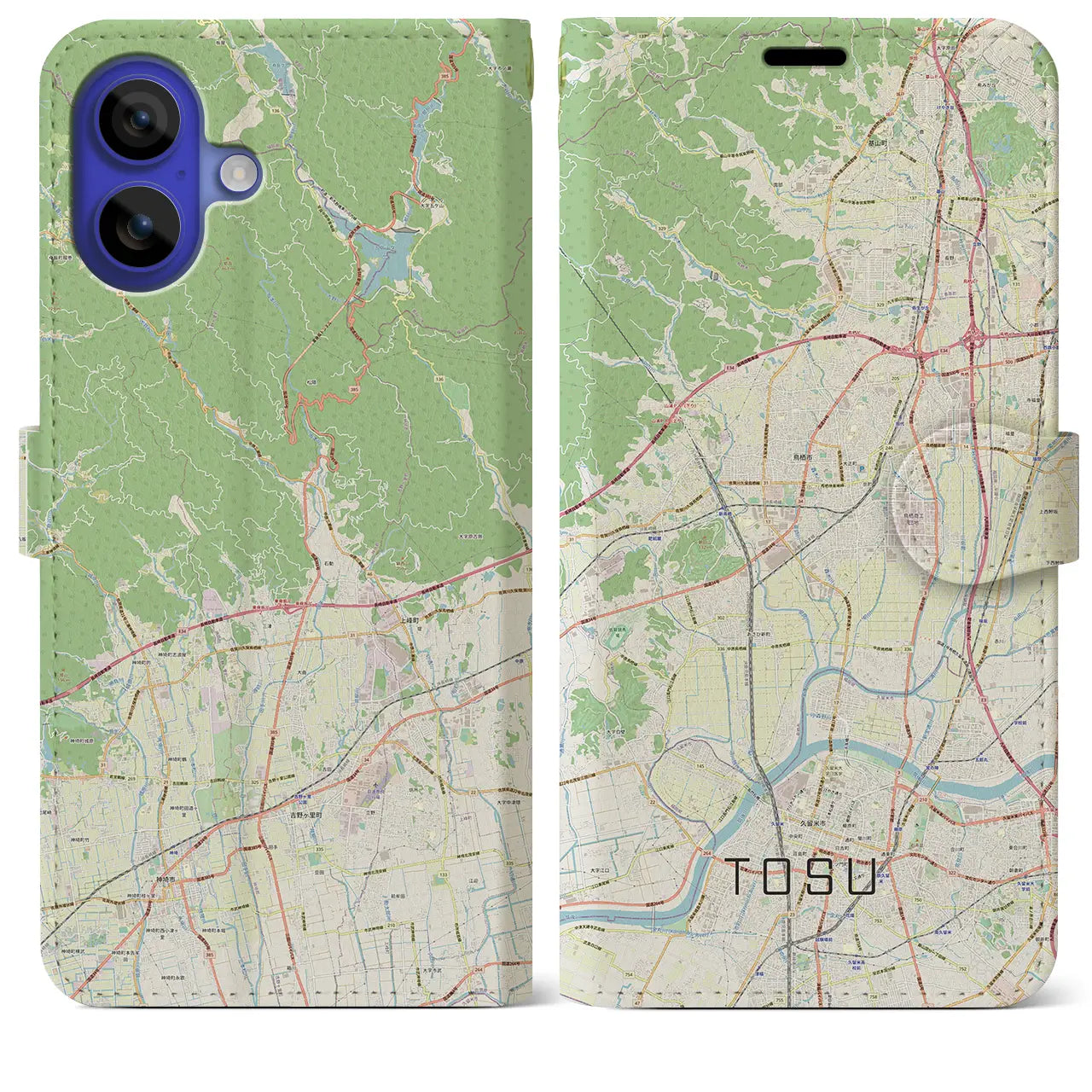 【鳥栖（佐賀県）】地図柄iPhoneケース（手帳タイプ）ナチュラル・iPhone 16 Pro Max 用