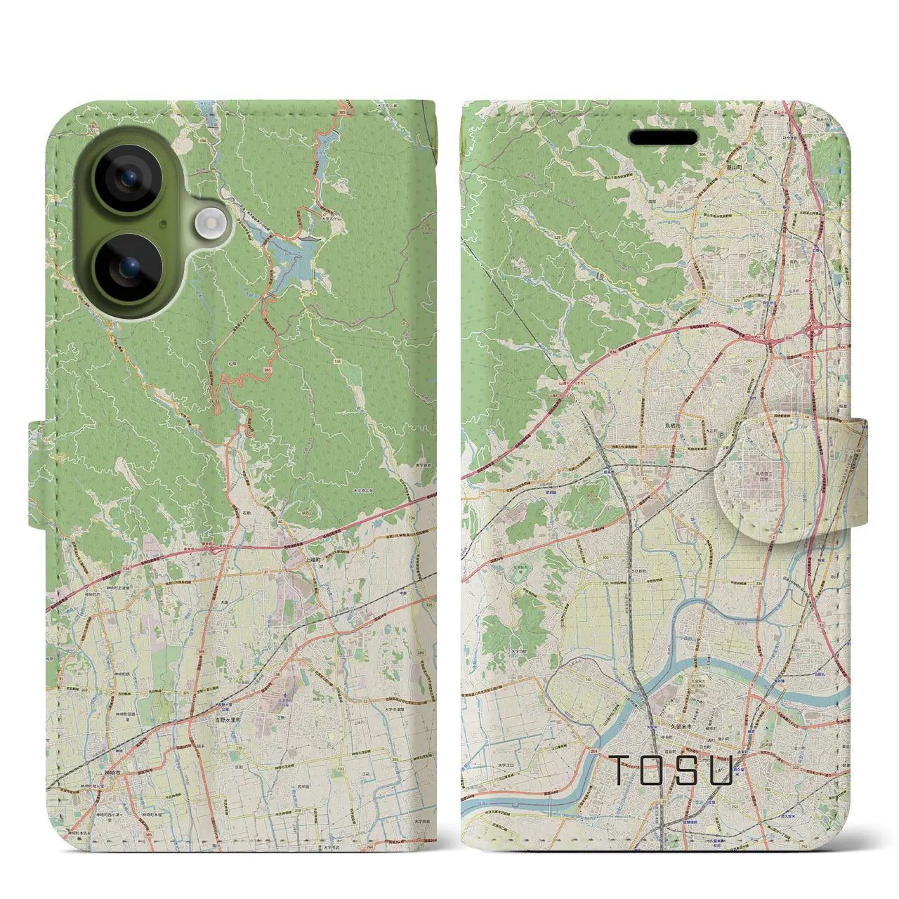 【鳥栖（佐賀県）】地図柄iPhoneケース（手帳タイプ）