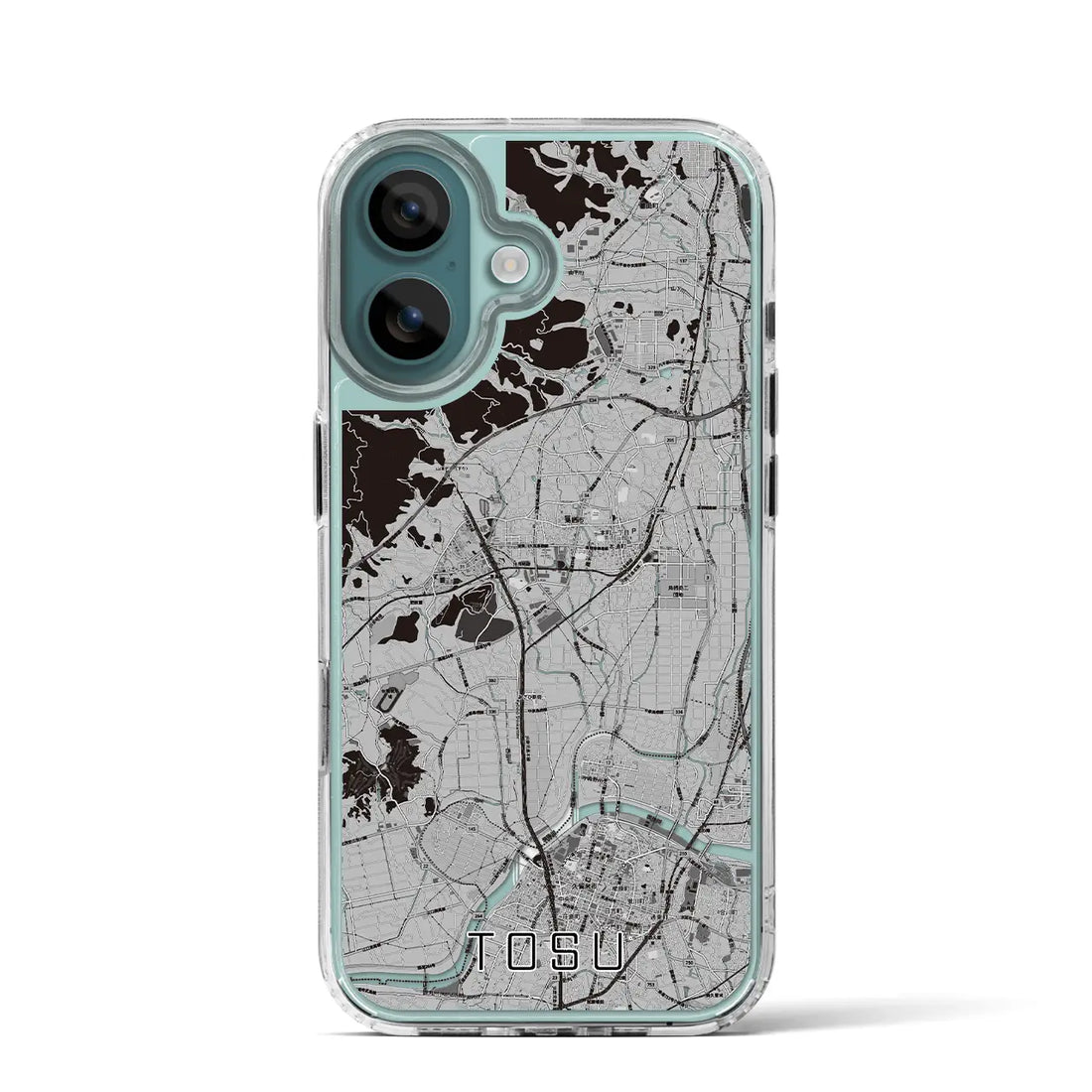 【鳥栖（佐賀県）】地図柄iPhoneケース（MagSafeタイプ）モノトーン・iPhone 16 Pro 用