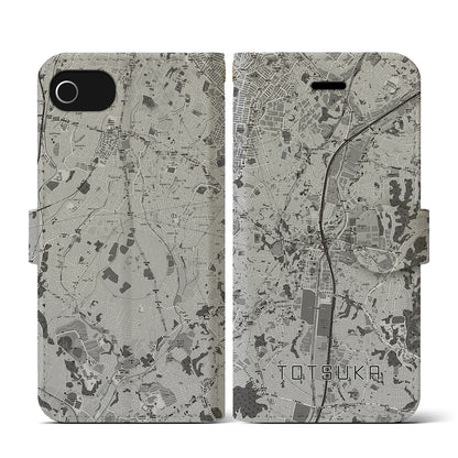 【戸塚（神奈川県）】地図柄iPhoneケース（手帳タイプ）モノトーン・iPhone SE（第3 / 第2世代） / 8 / 7 / 6s / 6 用