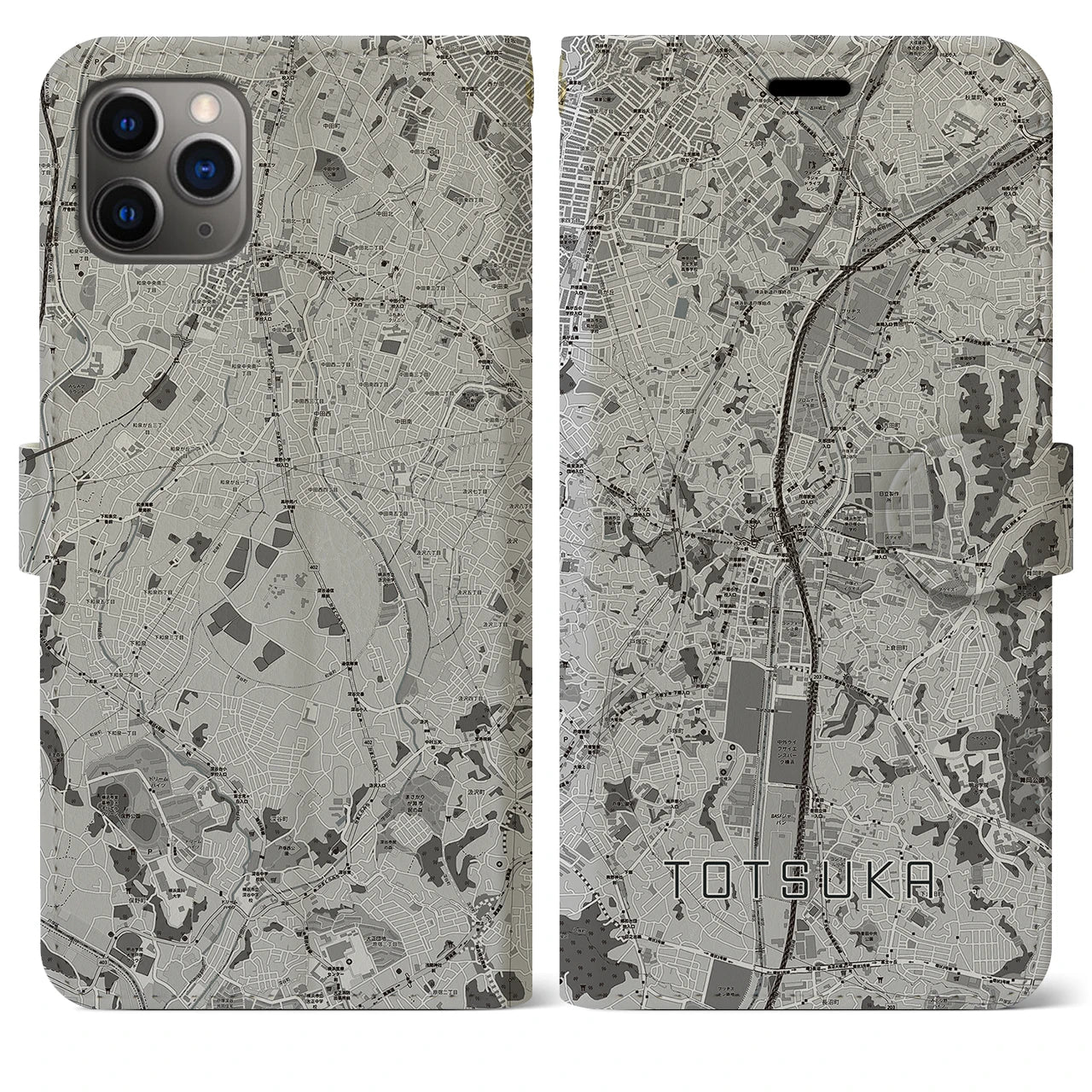 【戸塚（神奈川県）】地図柄iPhoneケース（手帳タイプ）