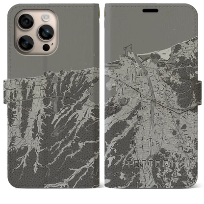 【鳥取（鳥取県）】地図柄iPhoneケース（手帳タイプ）モノトーン・iPhone 16 Plus 用