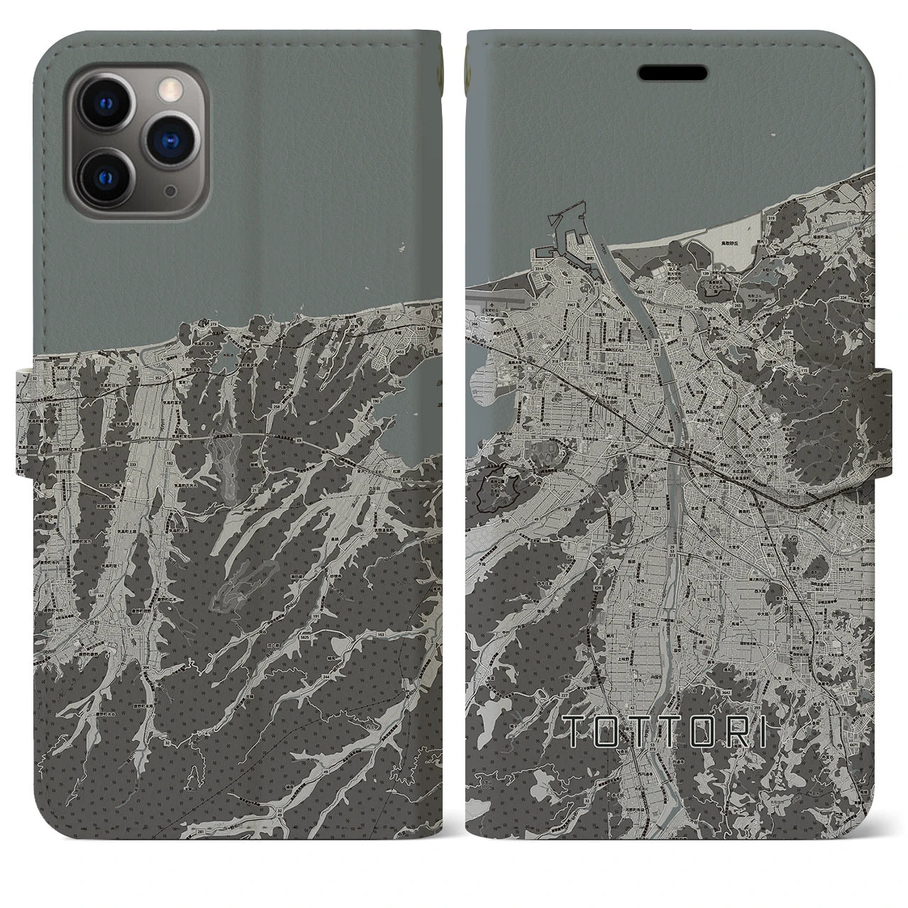 【鳥取（鳥取県）】地図柄iPhoneケース（手帳タイプ）
