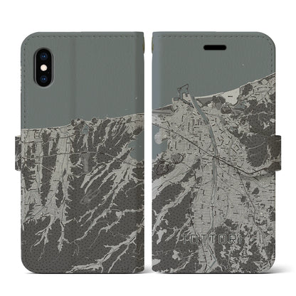 【鳥取（鳥取県）】地図柄iPhoneケース（手帳タイプ）モノトーン・iPhone XS / X 用