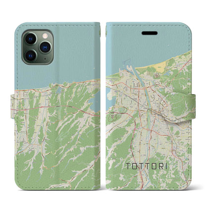 【鳥取（鳥取県）】地図柄iPhoneケース（手帳タイプ）ナチュラル・iPhone 11 Pro 用