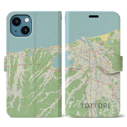 【鳥取（鳥取県）】地図柄iPhoneケース（手帳タイプ）ナチュラル・iPhone 13 用