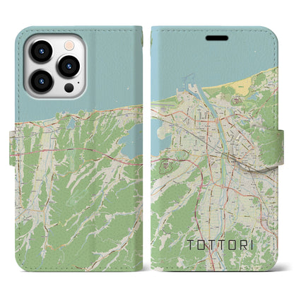 【鳥取（鳥取県）】地図柄iPhoneケース（手帳タイプ）ナチュラル・iPhone 13 Pro 用