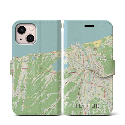 【鳥取（鳥取県）】地図柄iPhoneケース（手帳タイプ）ナチュラル・iPhone 13 mini 用