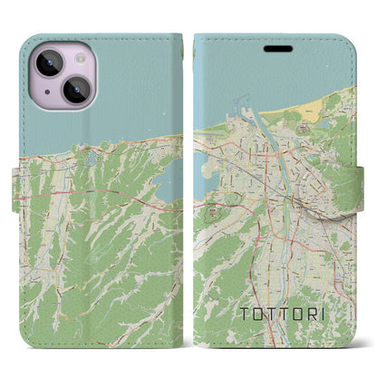【鳥取（鳥取県）】地図柄iPhoneケース（手帳タイプ）ナチュラル・iPhone 14 用