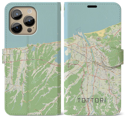 【鳥取（鳥取県）】地図柄iPhoneケース（手帳タイプ）ナチュラル・iPhone 14 Pro Max 用
