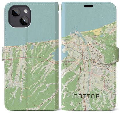【鳥取（鳥取県）】地図柄iPhoneケース（手帳タイプ）ナチュラル・iPhone 14 Plus 用