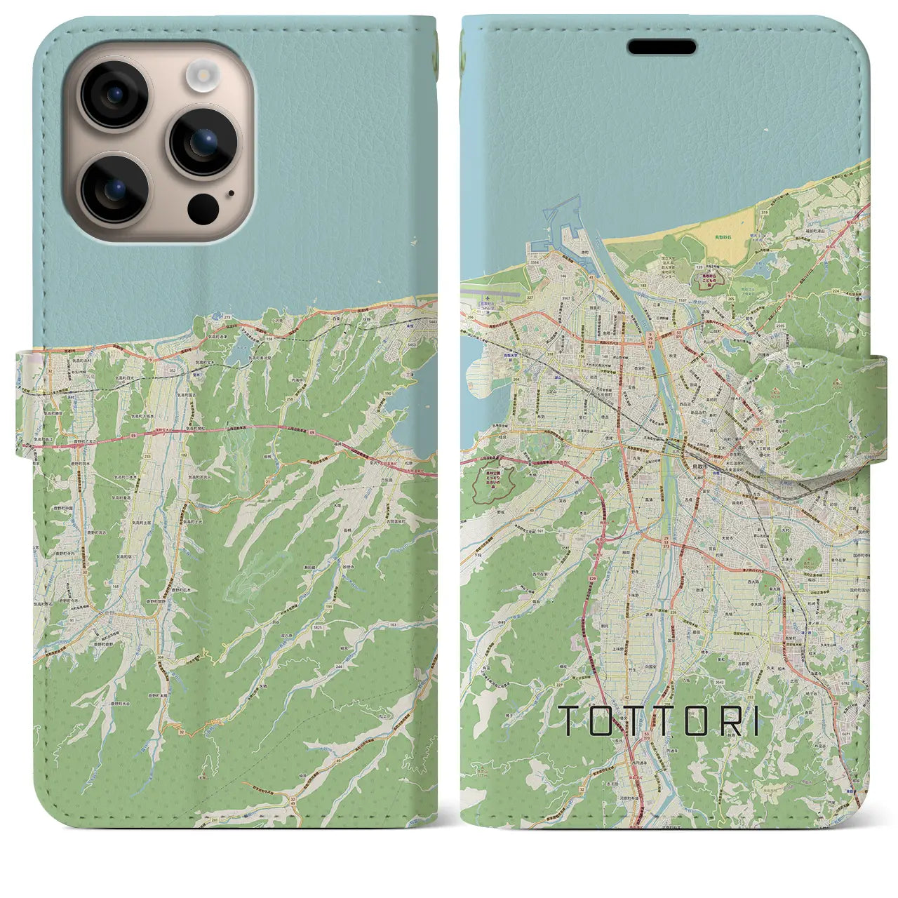 【鳥取（鳥取県）】地図柄iPhoneケース（手帳タイプ）ナチュラル・iPhone 16 Plus 用