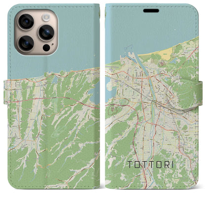 【鳥取（鳥取県）】地図柄iPhoneケース（手帳タイプ）ナチュラル・iPhone 16 Plus 用