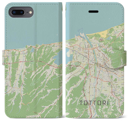 【鳥取（鳥取県）】地図柄iPhoneケース（手帳タイプ）ナチュラル・iPhone 8Plus /7Plus / 6sPlus / 6Plus 用