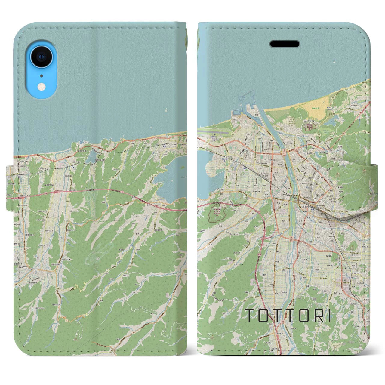 【鳥取】地図柄iPhoneケース（手帳両面タイプ・ナチュラル）iPhone XR 用