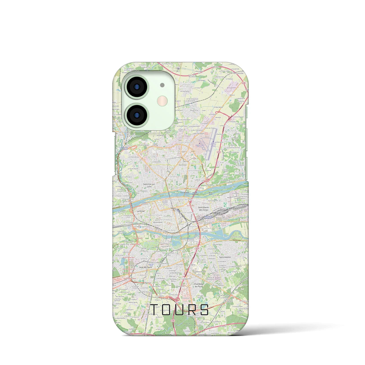 【トゥール（フランス）】地図柄iPhoneケース（バックカバータイプ）ナチュラル・iPhone 12 mini 用