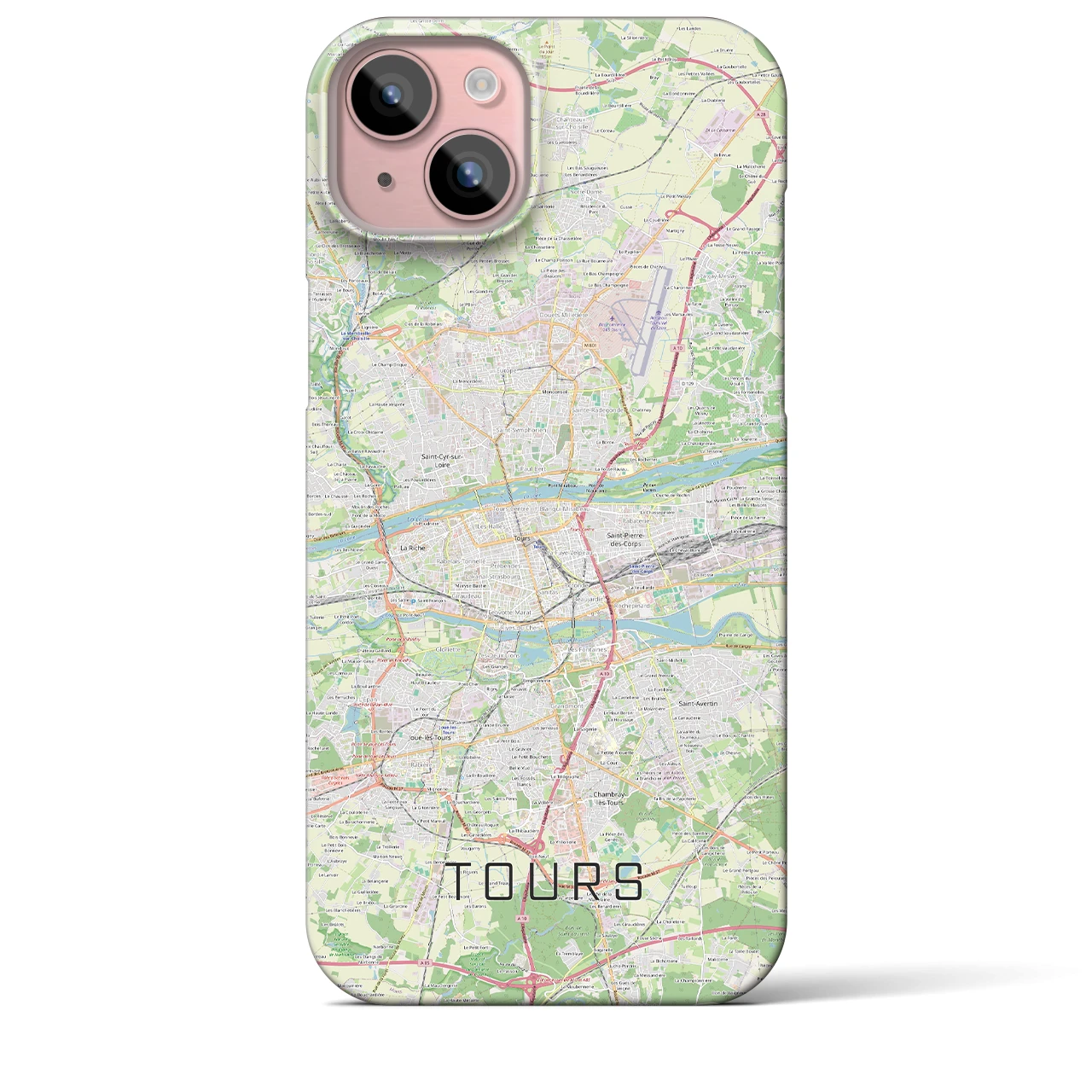 【トゥール（フランス）】地図柄iPhoneケース（バックカバータイプ）ナチュラル・iPhone 15 Plus 用