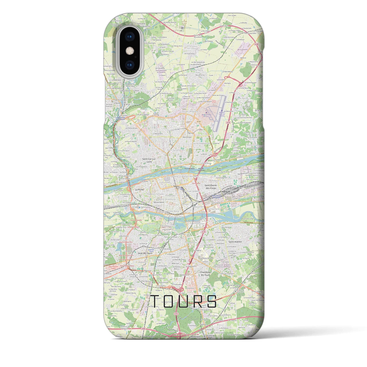 【トゥール（フランス）】地図柄iPhoneケース（バックカバータイプ）ナチュラル・iPhone XS Max 用