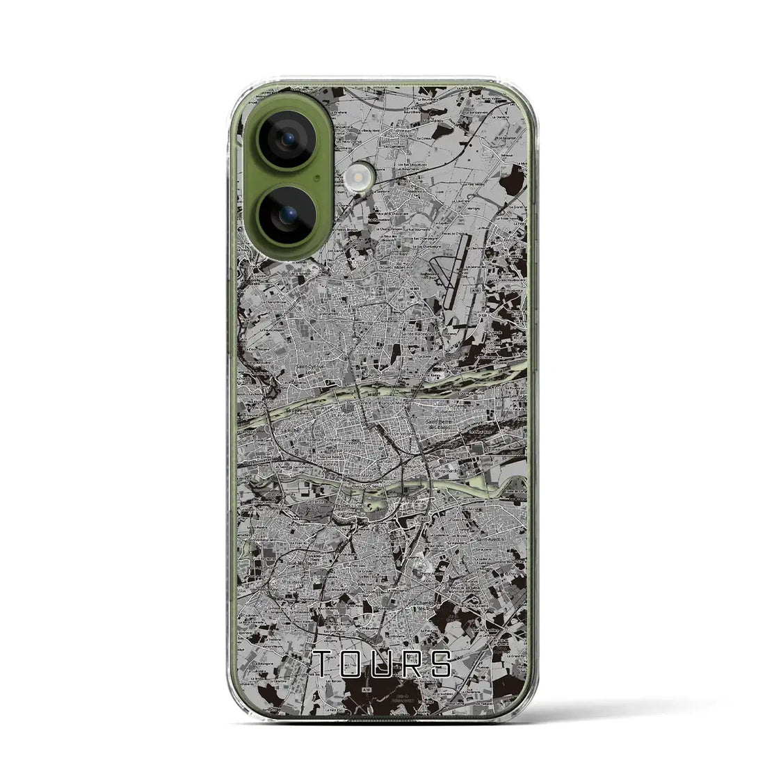 【トゥール（フランス）】地図柄iPhoneケース（クリアタイプ）モノトーン・iPhone 17 Pro Max 用