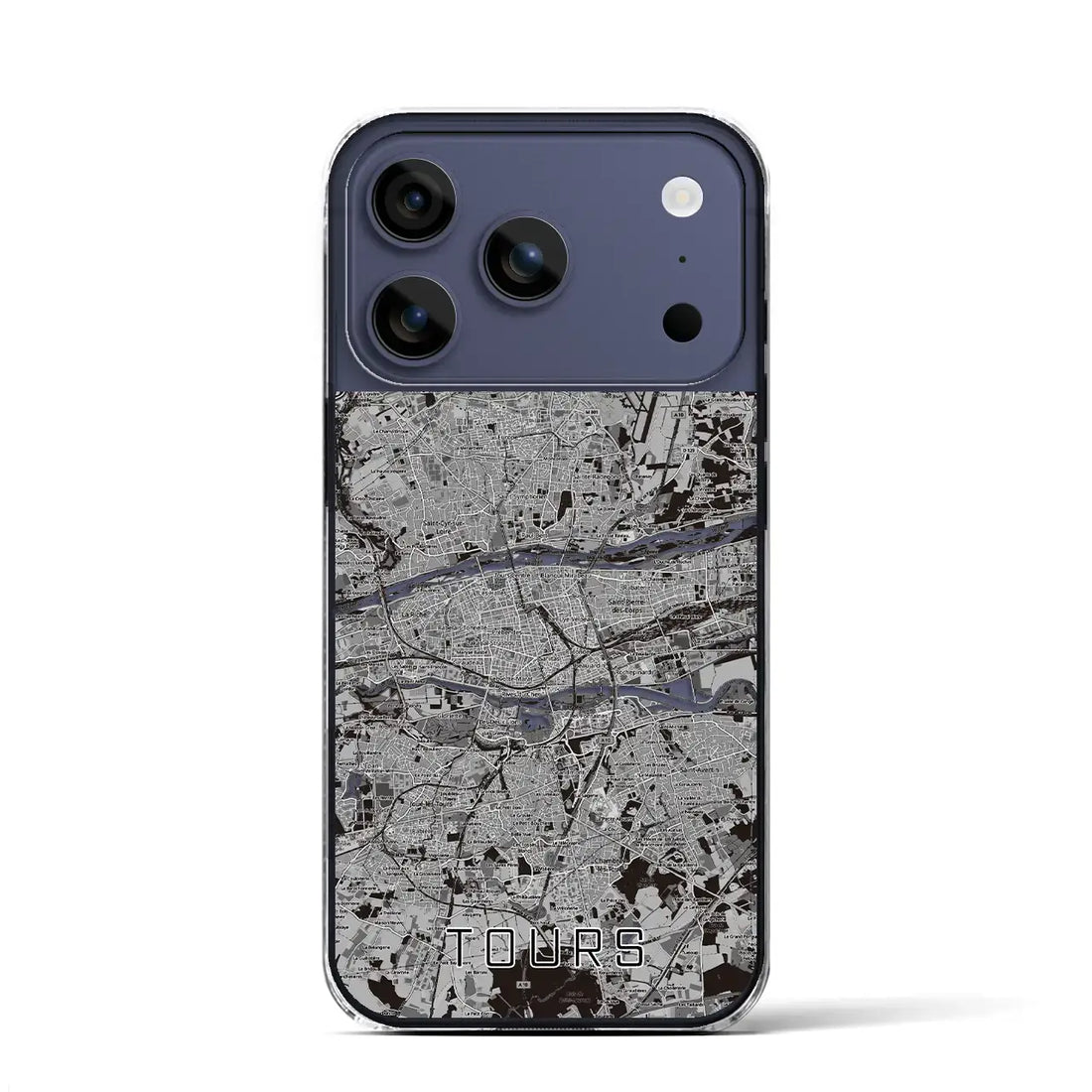 【トゥール（フランス）】地図柄iPhoneケース（クリアタイプ）モノトーン・iPhone 17 Pro Max 用