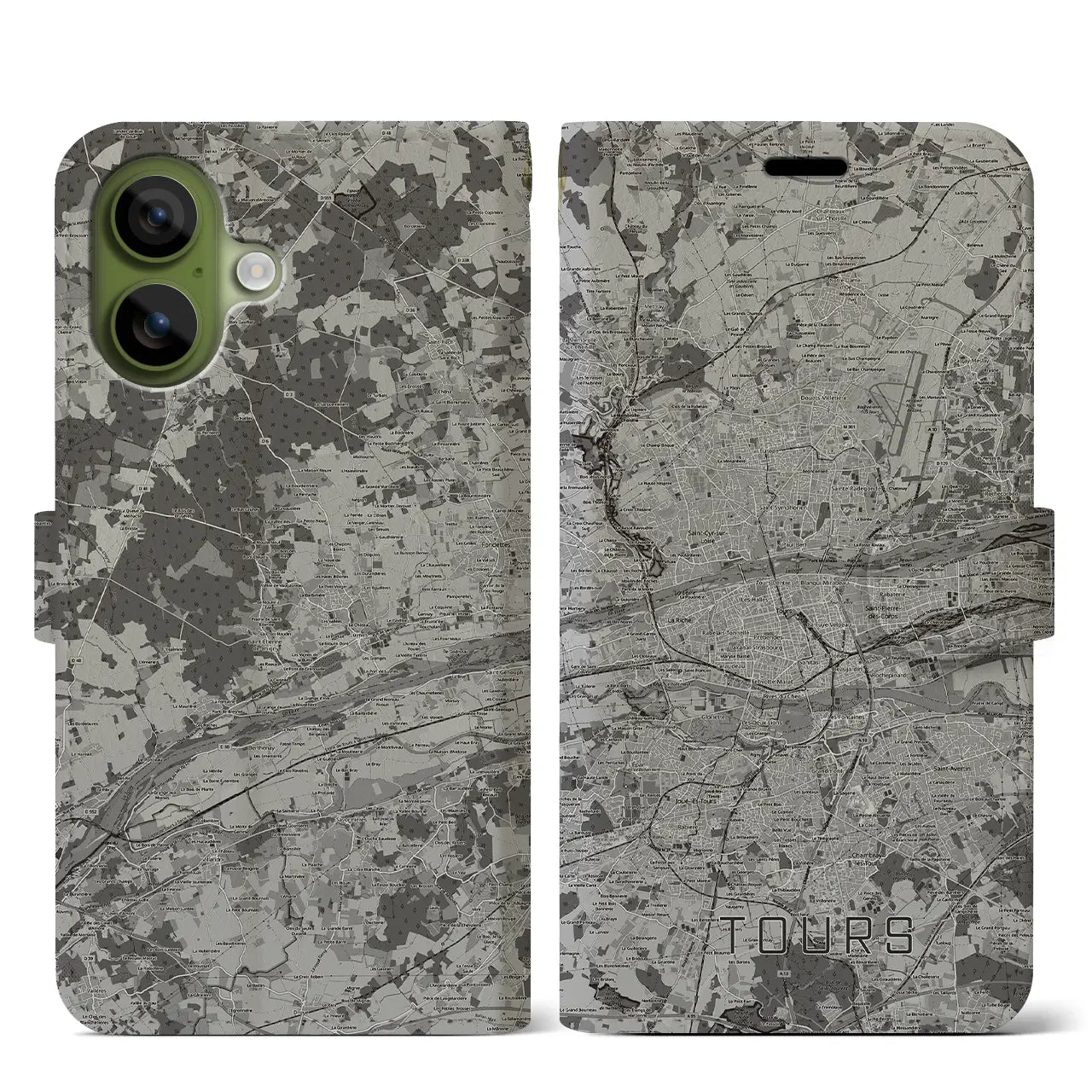 【トゥール（フランス）】地図柄iPhoneケース（手帳タイプ）