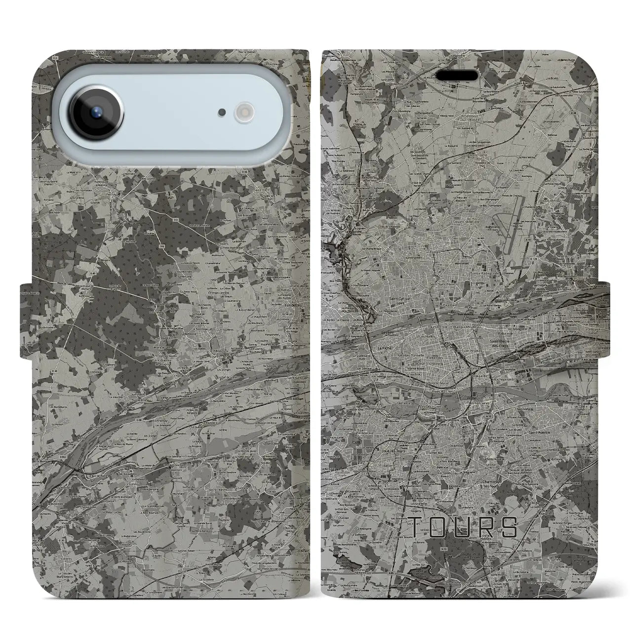 【トゥール（フランス）】地図柄iPhoneケース（手帳タイプ）