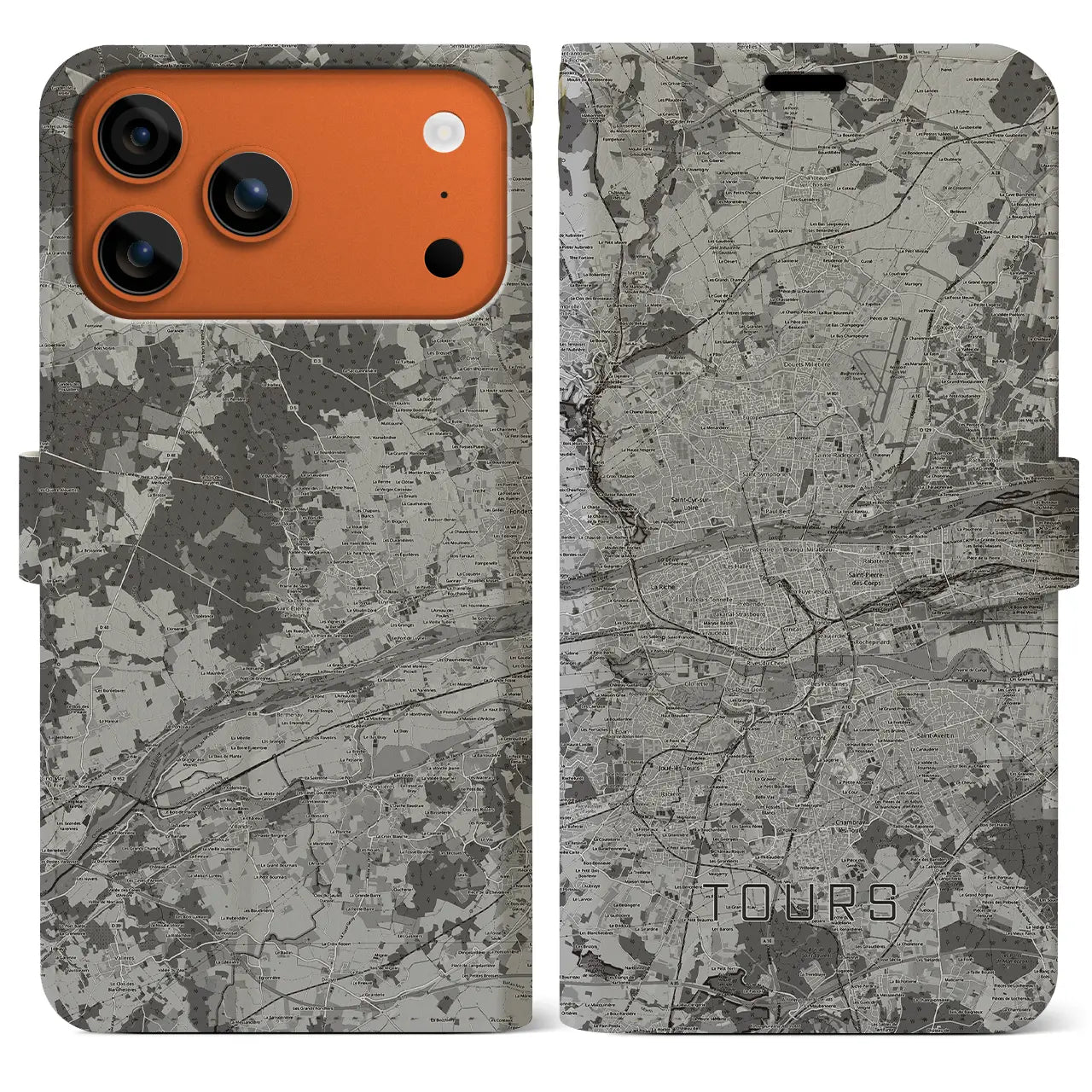 【トゥール（フランス）】地図柄iPhoneケース（手帳タイプ）