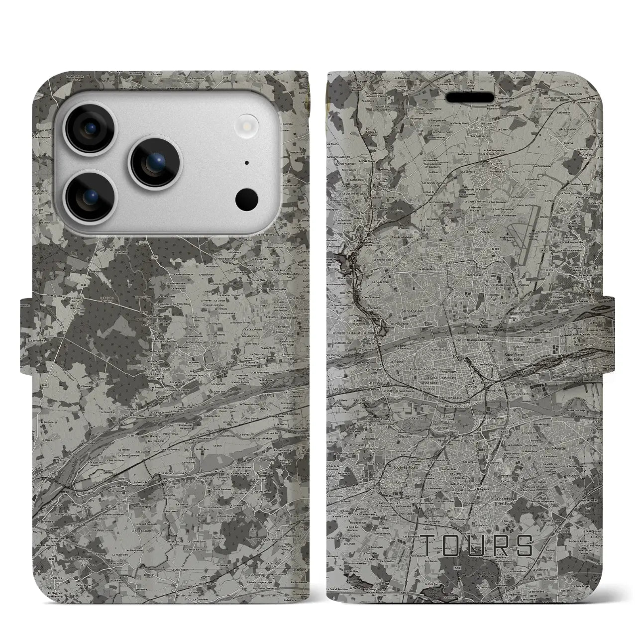 【トゥール（フランス）】地図柄iPhoneケース（手帳タイプ）