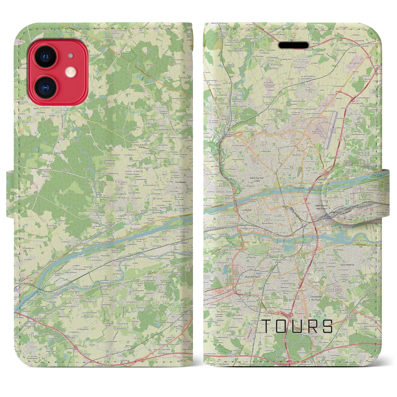 【トゥール（フランス）】地図柄iPhoneケース（手帳タイプ）ナチュラル・iPhone 11 用