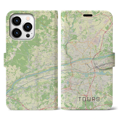 【トゥール（フランス）】地図柄iPhoneケース（手帳タイプ）ナチュラル・iPhone 13 Pro 用