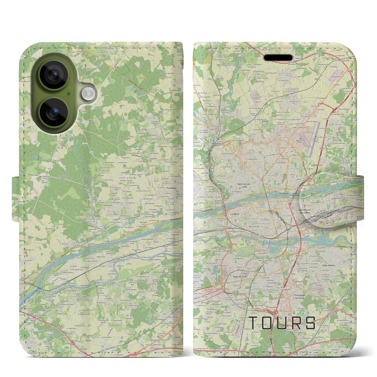 【トゥール（フランス）】地図柄iPhoneケース（手帳タイプ）