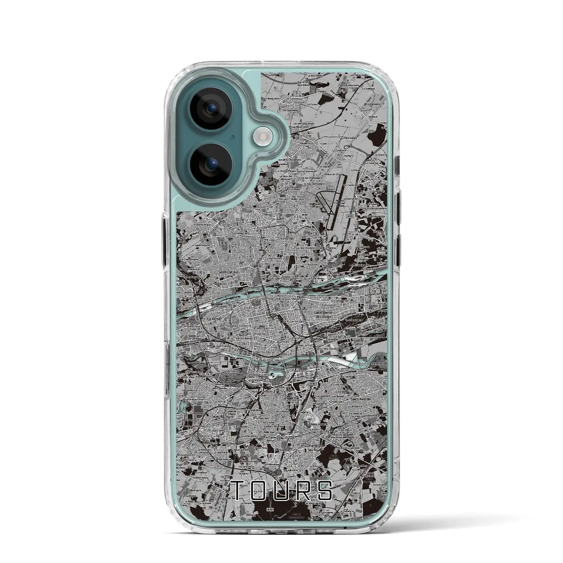 【トゥール（フランス）】地図柄iPhoneケース（MagSafeタイプ）モノトーン・iPhone 16 Pro 用