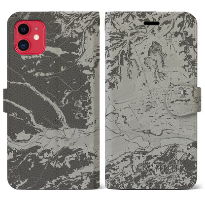 【十和田（青森県）】地図柄iPhoneケース（手帳タイプ）モノトーン・iPhone 11 用