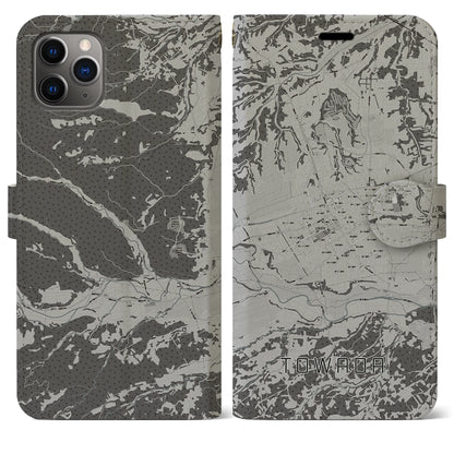 【十和田（青森県）】地図柄iPhoneケース（手帳タイプ）モノトーン・iPhone 11 Pro Max 用