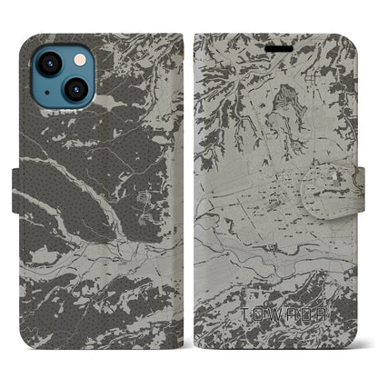 【十和田（青森県）】地図柄iPhoneケース（手帳タイプ）モノトーン・iPhone 13 用