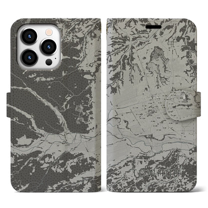 【十和田（青森県）】地図柄iPhoneケース（手帳タイプ）モノトーン・iPhone 13 Pro 用