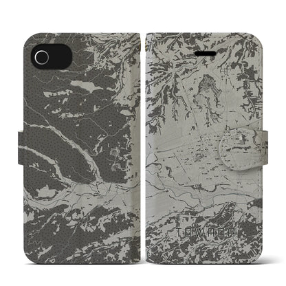 【十和田（青森県）】地図柄iPhoneケース（手帳タイプ）モノトーン・iPhone SE（第3 / 第2世代） / 8 / 7 / 6s / 6 用