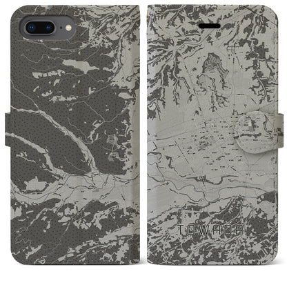 【十和田（青森県）】地図柄iPhoneケース（手帳タイプ）モノトーン・iPhone 8Plus /7Plus / 6sPlus / 6Plus 用