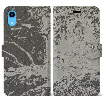 【十和田（青森県）】地図柄iPhoneケース（手帳タイプ）モノトーン・iPhone XR 用