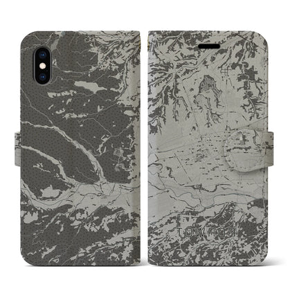 【十和田（青森県）】地図柄iPhoneケース（手帳タイプ）モノトーン・iPhone XS / X 用