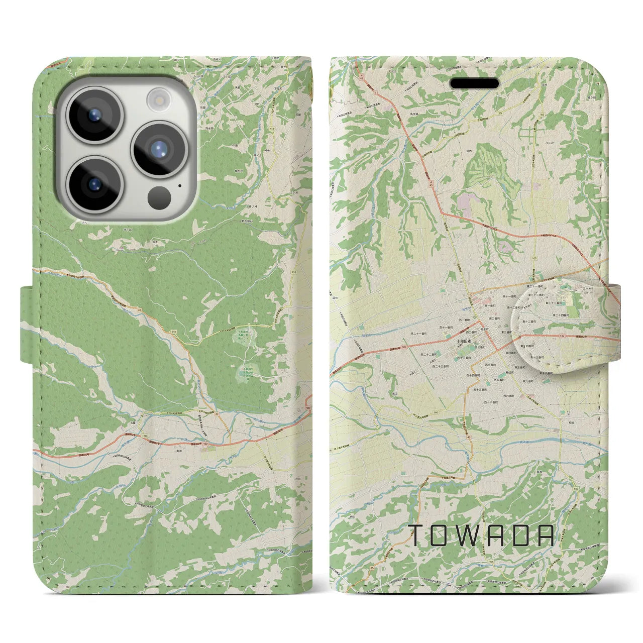 【十和田（青森県）】地図柄iPhoneケース（手帳タイプ）